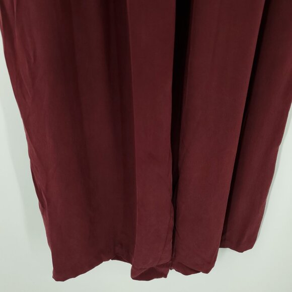 Eileen Fisher 100% Silk Wide Leg Pull On Pants M Burgundy Red - Picture 10 of 11